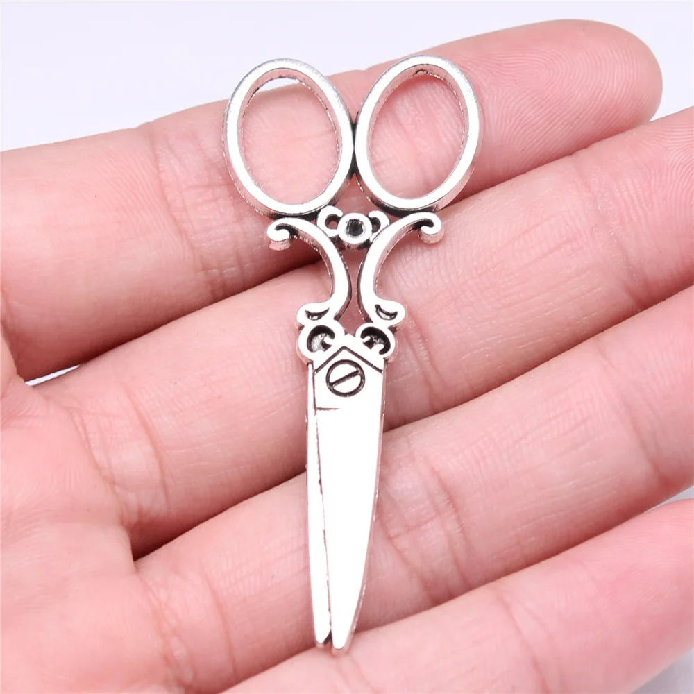 20 sztuk nożyczki Charms tybetański srebrny kolor wisiorki antyczne tworzenie biżuterii DIY Handmade Craft wisiorek — zdjęcie 4