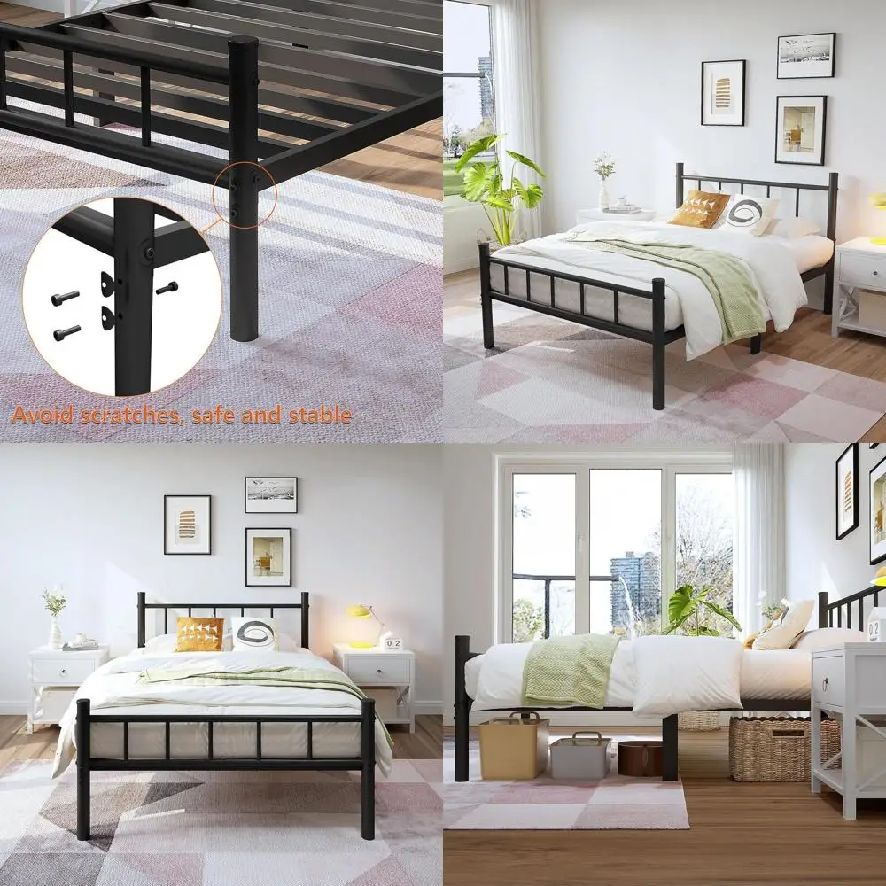 14 Inch Metal Platform Mattress Foundation Twin XL with Steel Slat Support, Underbed Storage, No Box Spring Needed