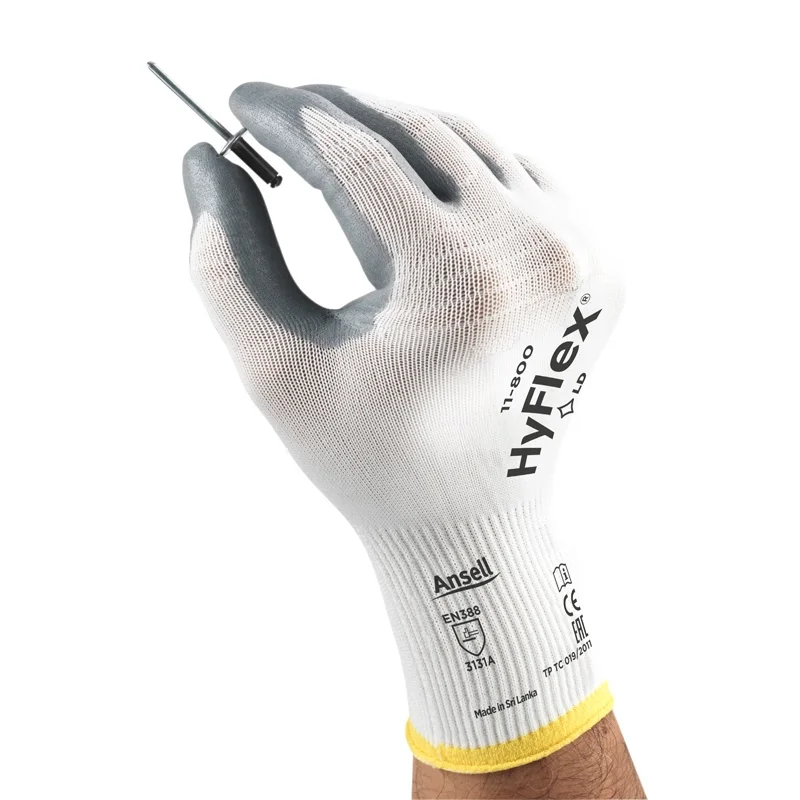 Ansell HyFlex® 11-800 (12pairs)Grey foam anti-static universal gloves Foamed Nitrile Coated Nylon Lined Palm Safety gloves