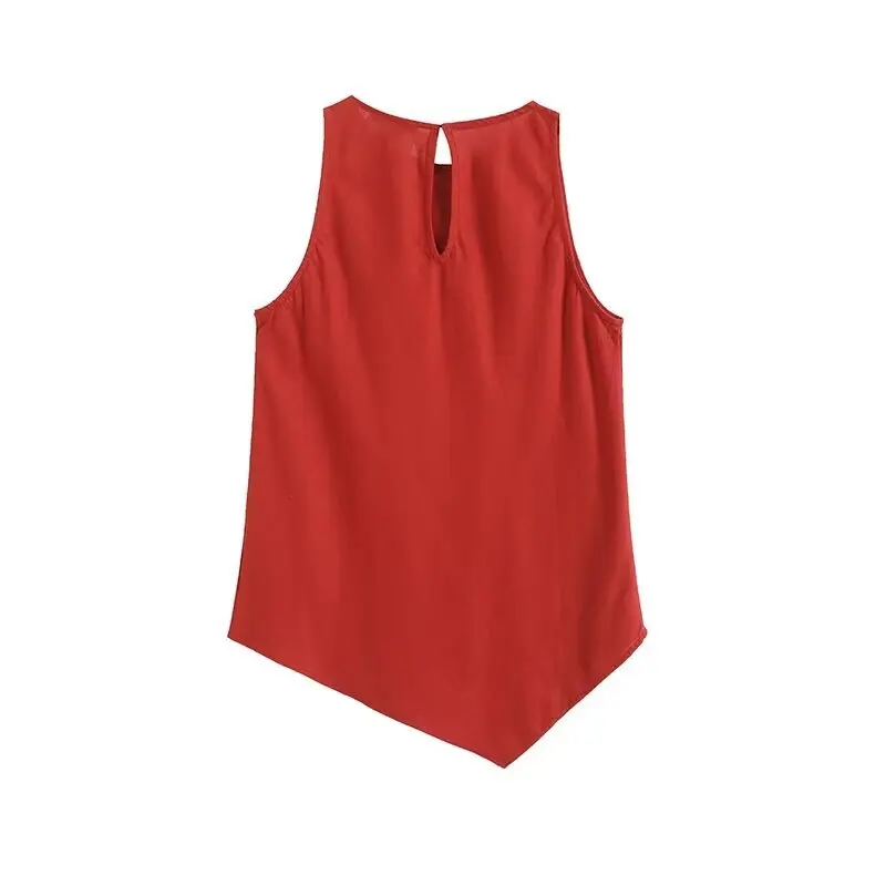 

Ele Asymmetrical Design Women's Svel irt Linen Material Versatile Sle Summer 2024 Faion Trend