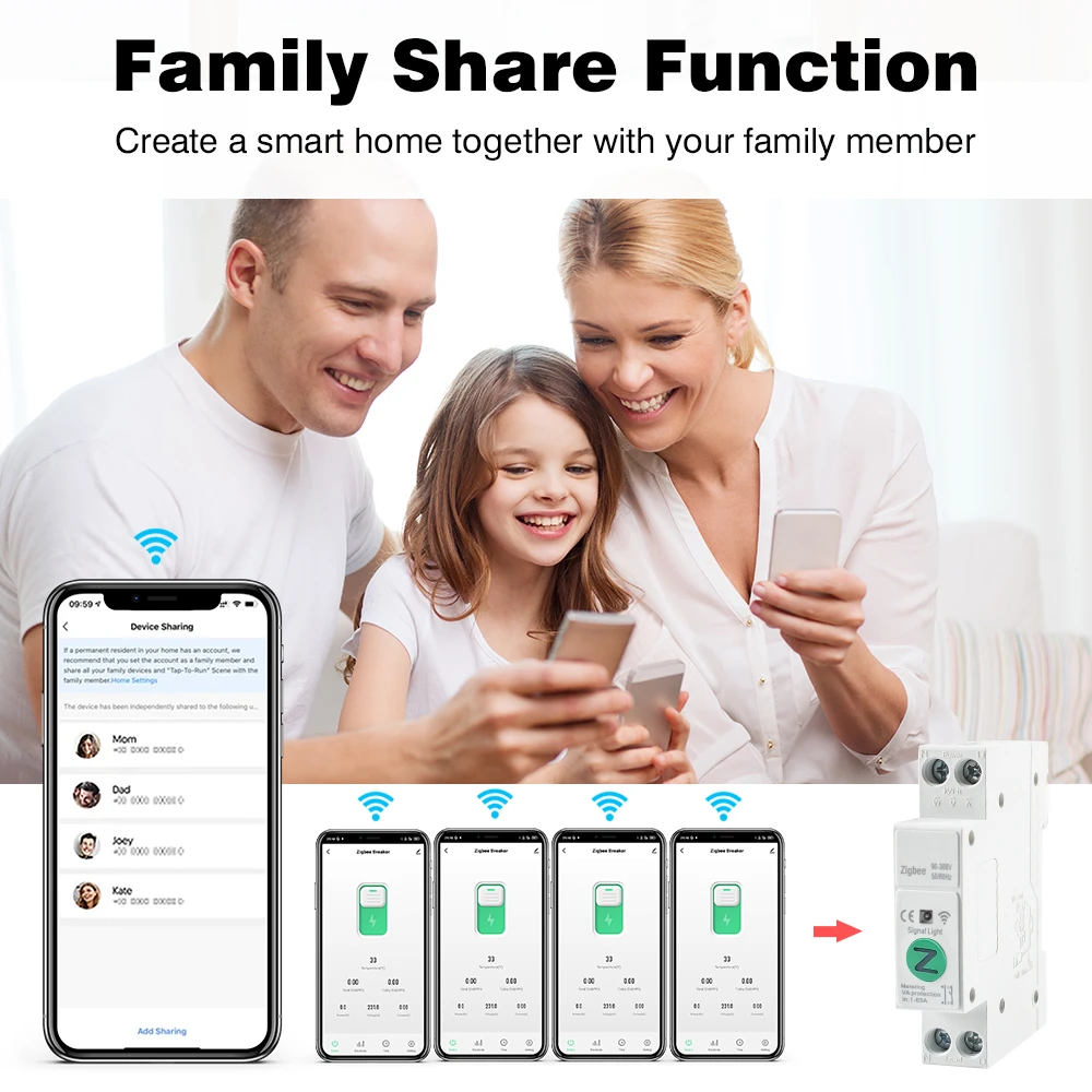 WiFi/Zigbee MCB Intelligenter Leistungsschalter mit Überstrom- und Unterspannungsschutz, Energiemessung 1-63A 1P+N Smart Life Google Alexa – Detail 16