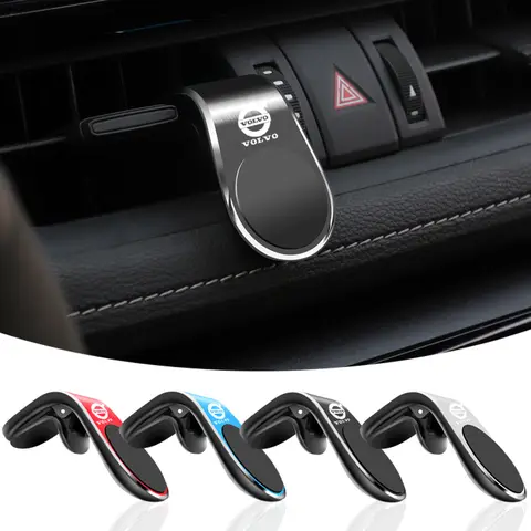 볼보 XC90 XC40 V60 V40 S90 FH500 V50 S80 V70 C30 XC60 S60 T6 V90용 자석 차량용 휴대폰 거치대 에어벤트 클립 메탈 GPS 지원