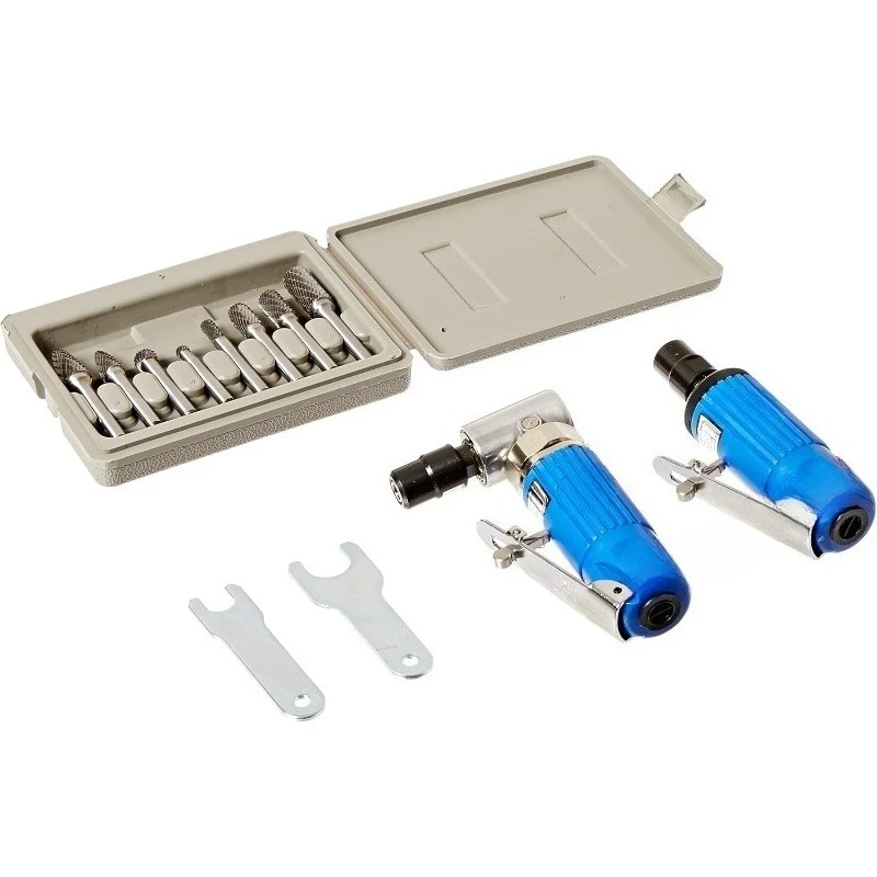 

1221 Композитный корпус 1/4 дюйма 90 ° Шлифовальный станок, мини-шлифовальный станок И 8шт. Набор твердосплавных фрез с двойным резом