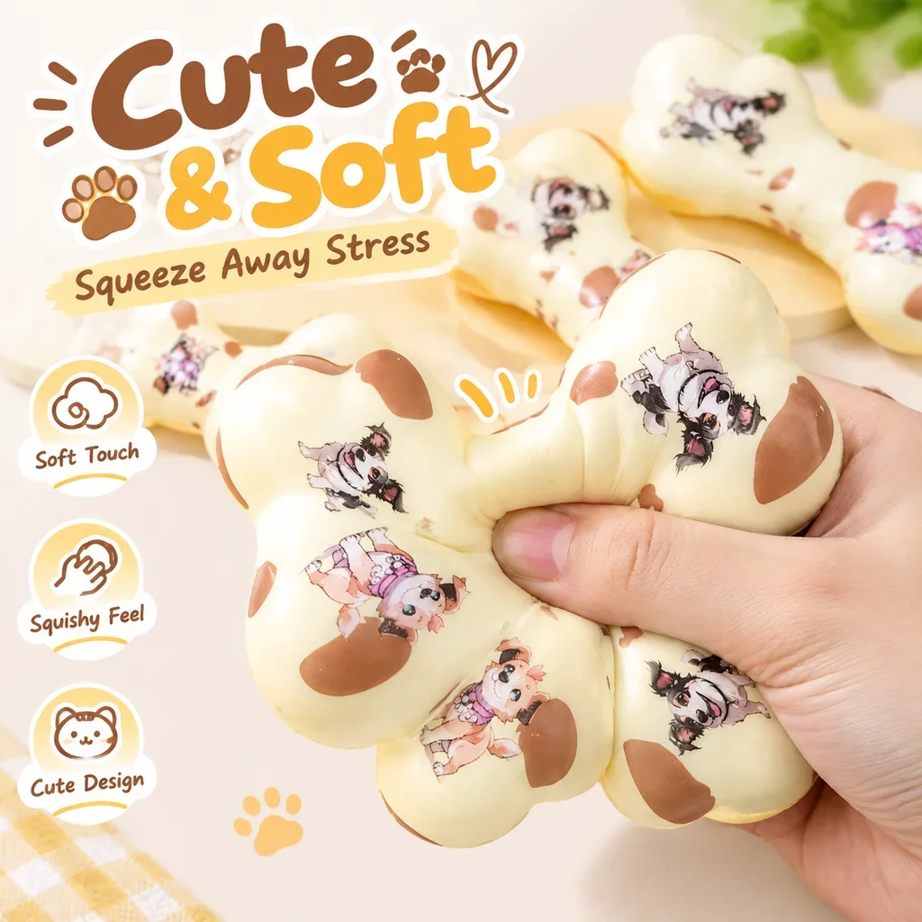Cross Border New PU Slow Rebound Dog Bone Squishy Squeeze Toy Stress Relief Good Hand Feel Decompression Wholesale Fidget Toy