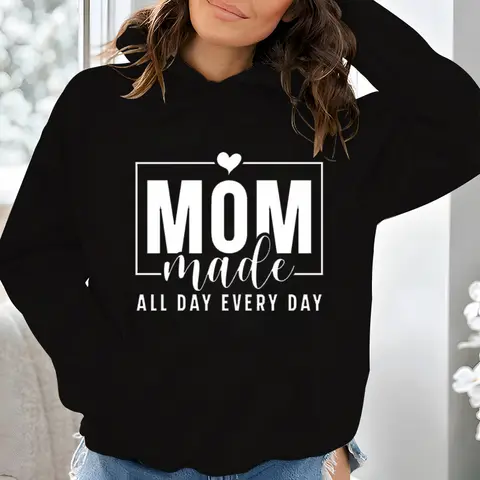 Mom Life Women Hoodie Harajuku Streetwear Long Sleeve Sweatshirt Blessed Mama/Mom Quotes Casual Pullovers Streetwear Long Sleeve