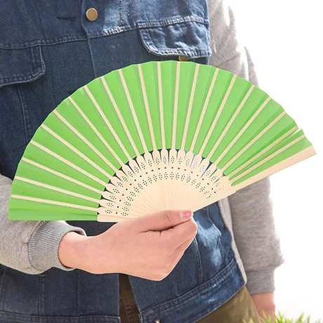 10Pcs Paper Hand Fan DIY Blank Folding Fan Vintage Chinese Style Solid Color Dance Wedding Party Bamboo Folding Fans Art