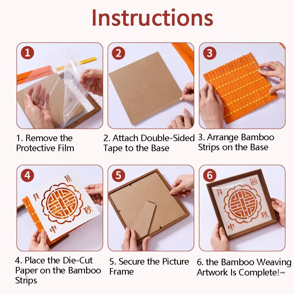 Retro Mid-Autumn Festival Gift DIY Photo Frame Handmade Photo Album Material Kit Weaving Artwork