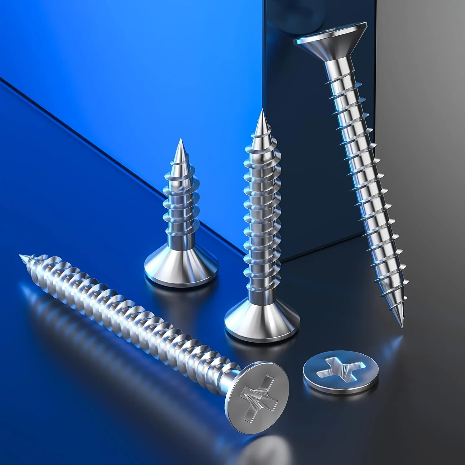 100PCS M4 Stainless Steel Flat Head Self-Tapping Screws High-Hardness Cross Screws Set for Home Decoration And Industrial Use