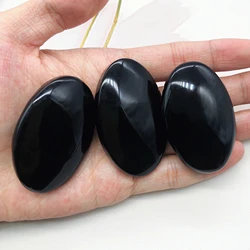 Natural Black Obsidian Pocket Palm Crystal Stone Thumb Toy Hot Compress Crafts Healing Health Family message tool Home Decor