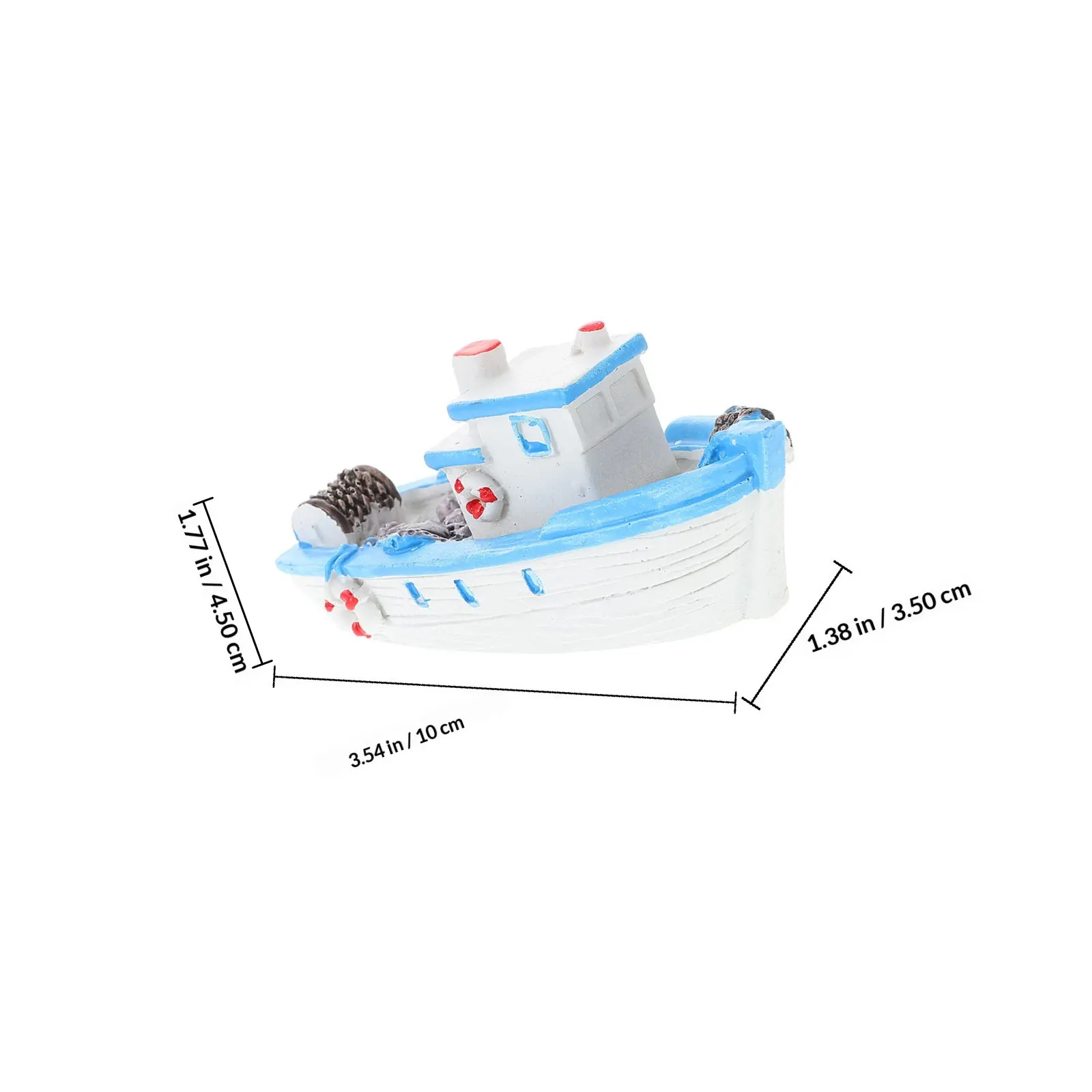Mini Fishing Boat Resin Ornament – Nautical Desktop Decor for Home Office, Vintage Micro Landscape Decoration