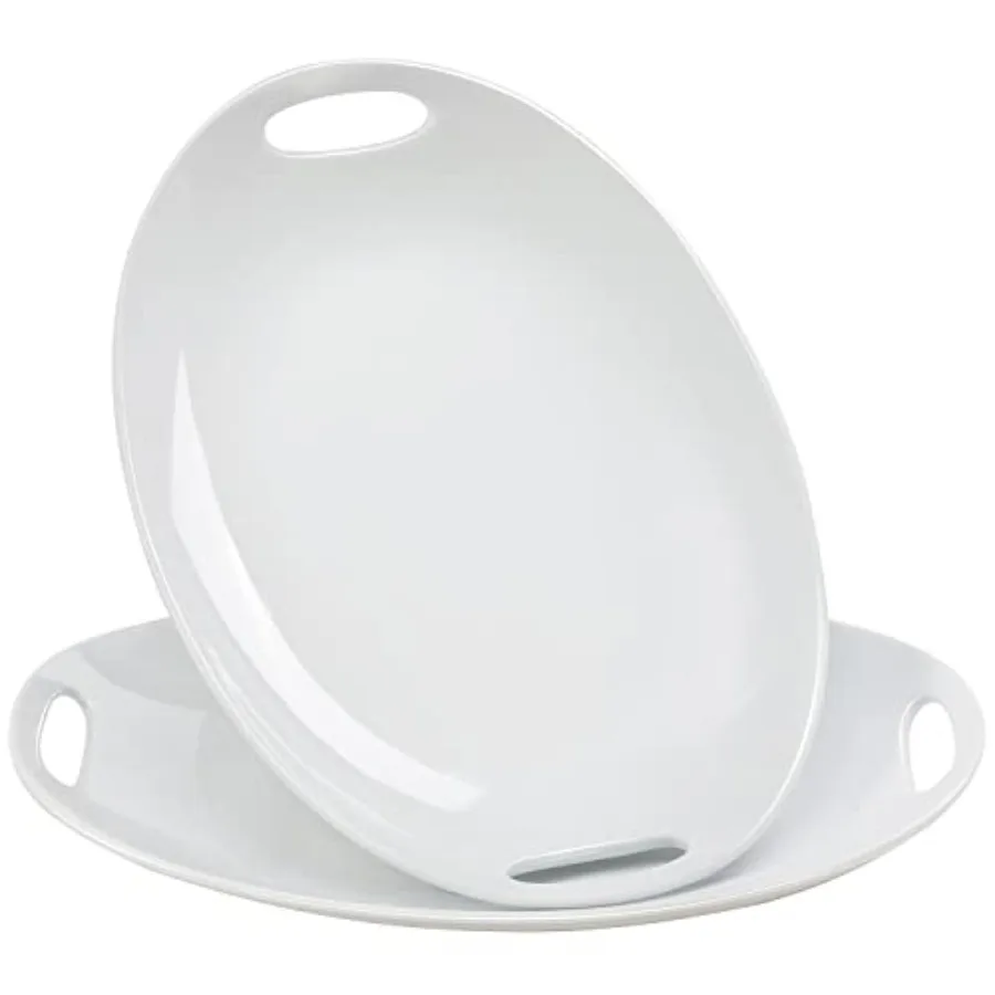 

Фарфоровое сервировочное блюдо с ручками, 14 дюймов, овальное сервировочное блюдо для подачи салатов, тушеных блюд, фруктов и пасты.