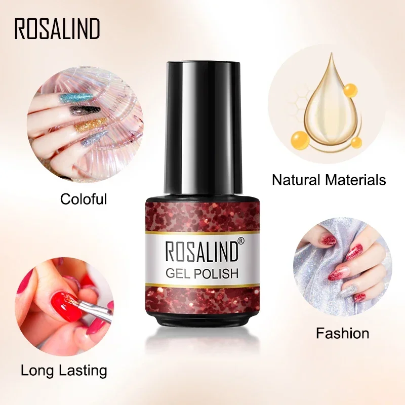 ROSALIND Colorful Gel UV Nail Polish Hybrid Varnishes Semi Permanent Soak Off Base Top Coat Nail Art Gel Polishes 100+ Colors