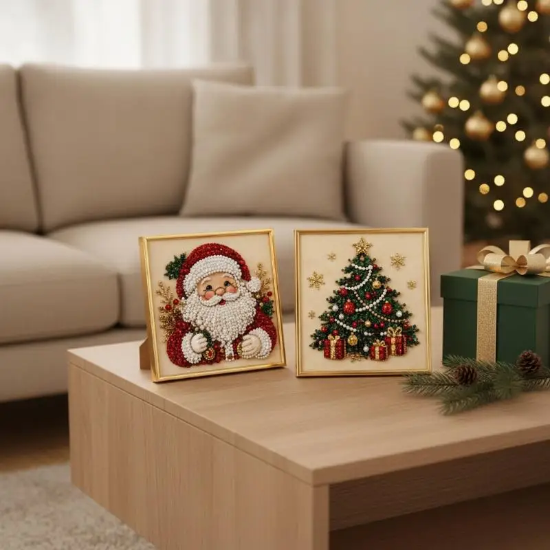 Christmas Pearl Painting Art Kit 1PC with Frame DIY Handmade Craft Set for Parent-child Interactive Activity Home Decor