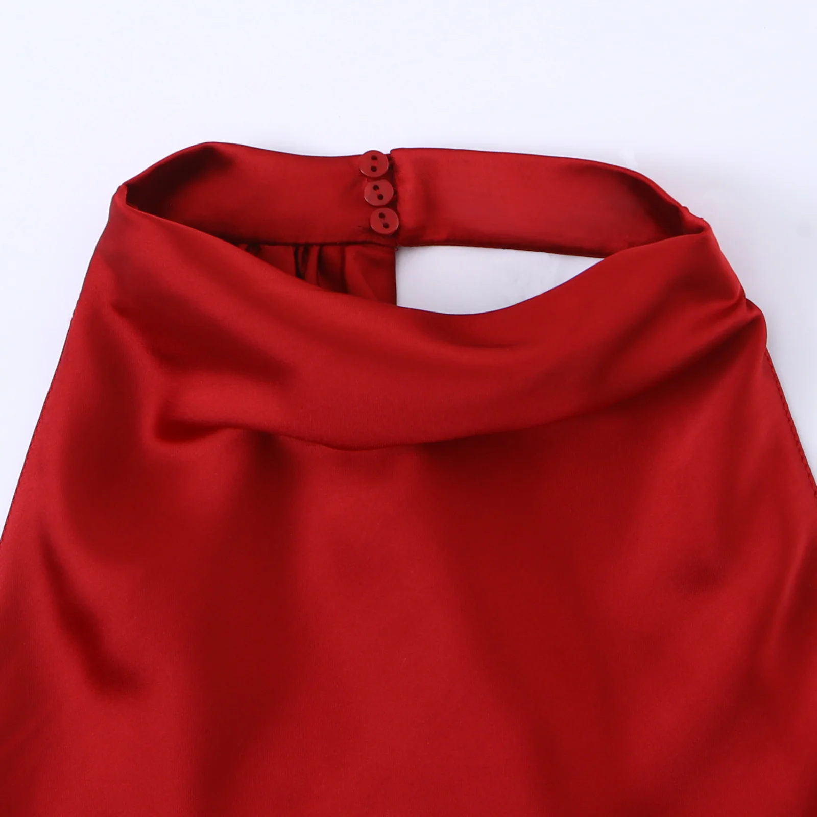 KASLEAD New Faionable Silk Satin Long Dr Hanging Collar Women's High Waist Fairy Skirt Sle No Sve Slim Fit Dr