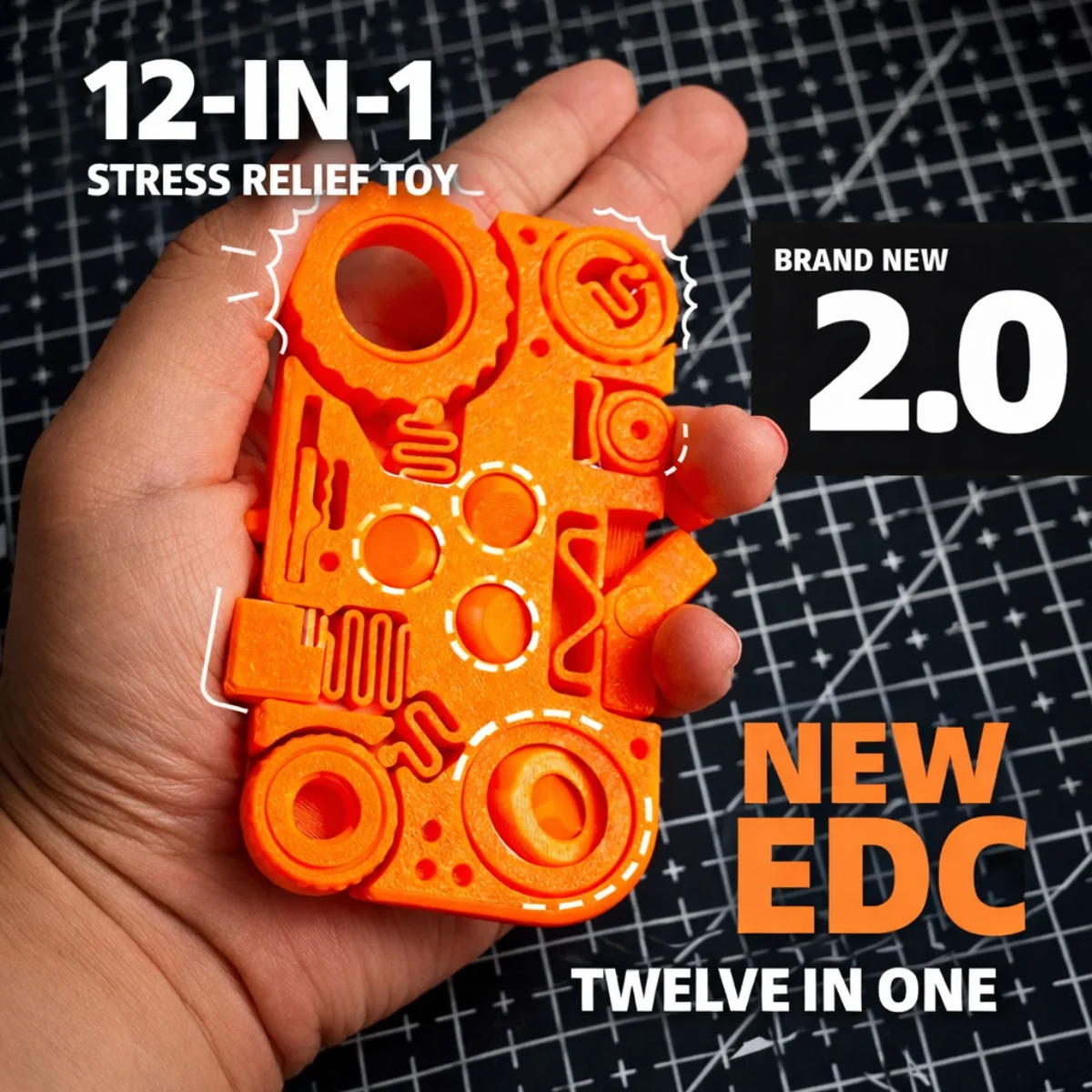 Wielofunkcyjny brelok EDC, zabawka antystresowa, klikacz + spinner, gadżet kieszonkowy (2/3/5/7/12 w 1)