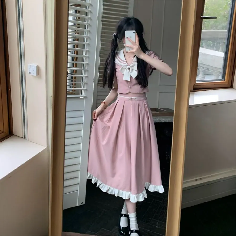 Japan Kawaii JK Authentic School Long Skirt Short Sleeve Suit Costumes Uniform Suits 2024 New High Quality