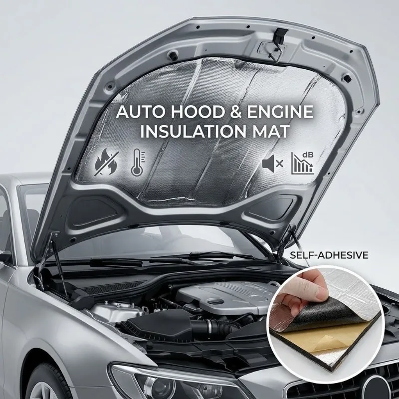 Thickened Auto Engine Hood Sound Deadener Mat Fireproof Car Bonnet Heat Insulation Pad Vehicle Noise Damping Thermal Shield Foam