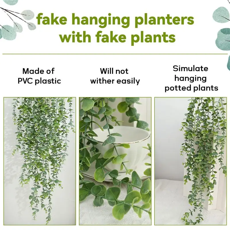 

1 Pcs Artificial Hanging Plants Fake Potted Eucalyptus Hanging Plant For Wall Room Home Patio Indoor Outdoor Decor Highly Recomm