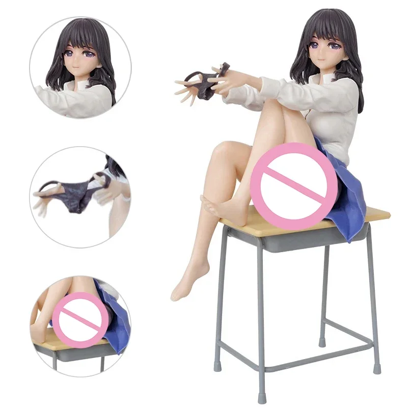 22CM Anime Wind Blown After Classroom Pants Desk KAZEKAORU HOUKAGO Sexy Girl PVC Action Figures Collection Model Doll Toys Gifts