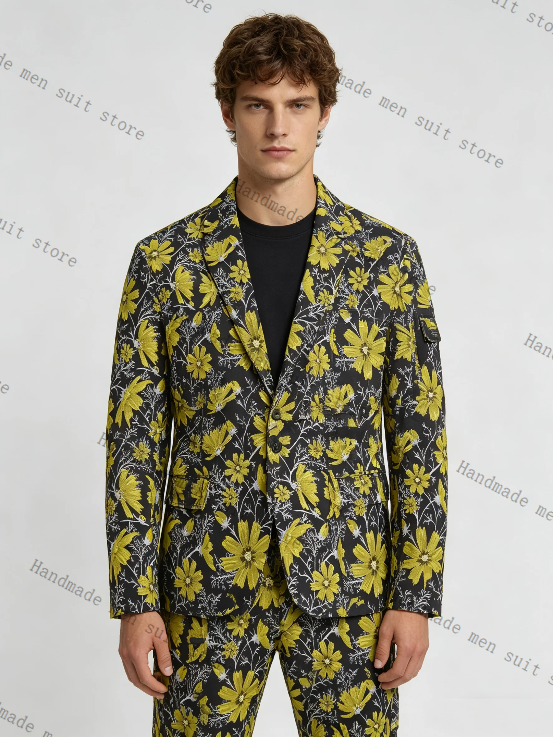 Yellow Printed Men Suit Set 2  - Formal Wear For Men Yellow review and price