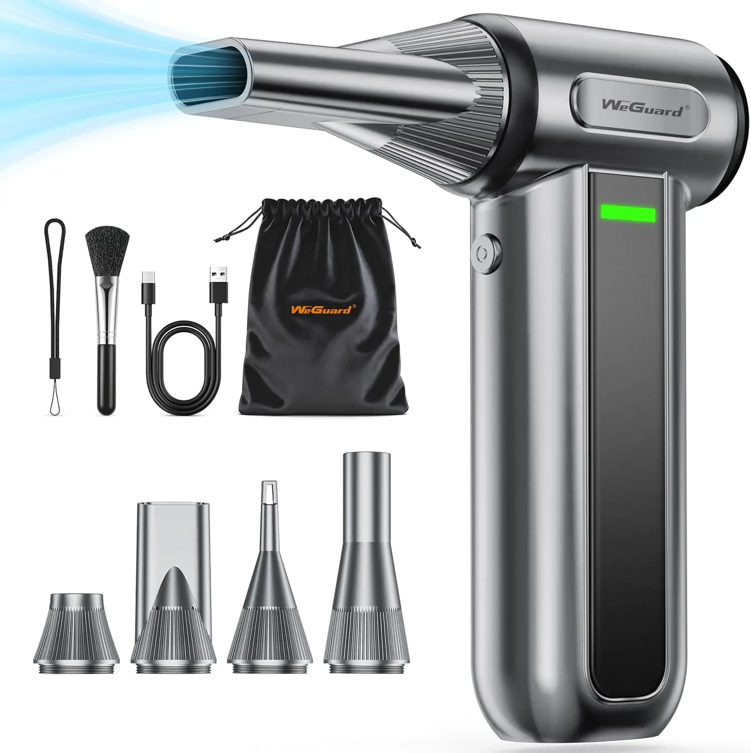 

Electric Air Duster, 180000 RPM with LED Light, 3-Speed Adjustable for Computer, Keyboard, Car, Leaves Cleaning