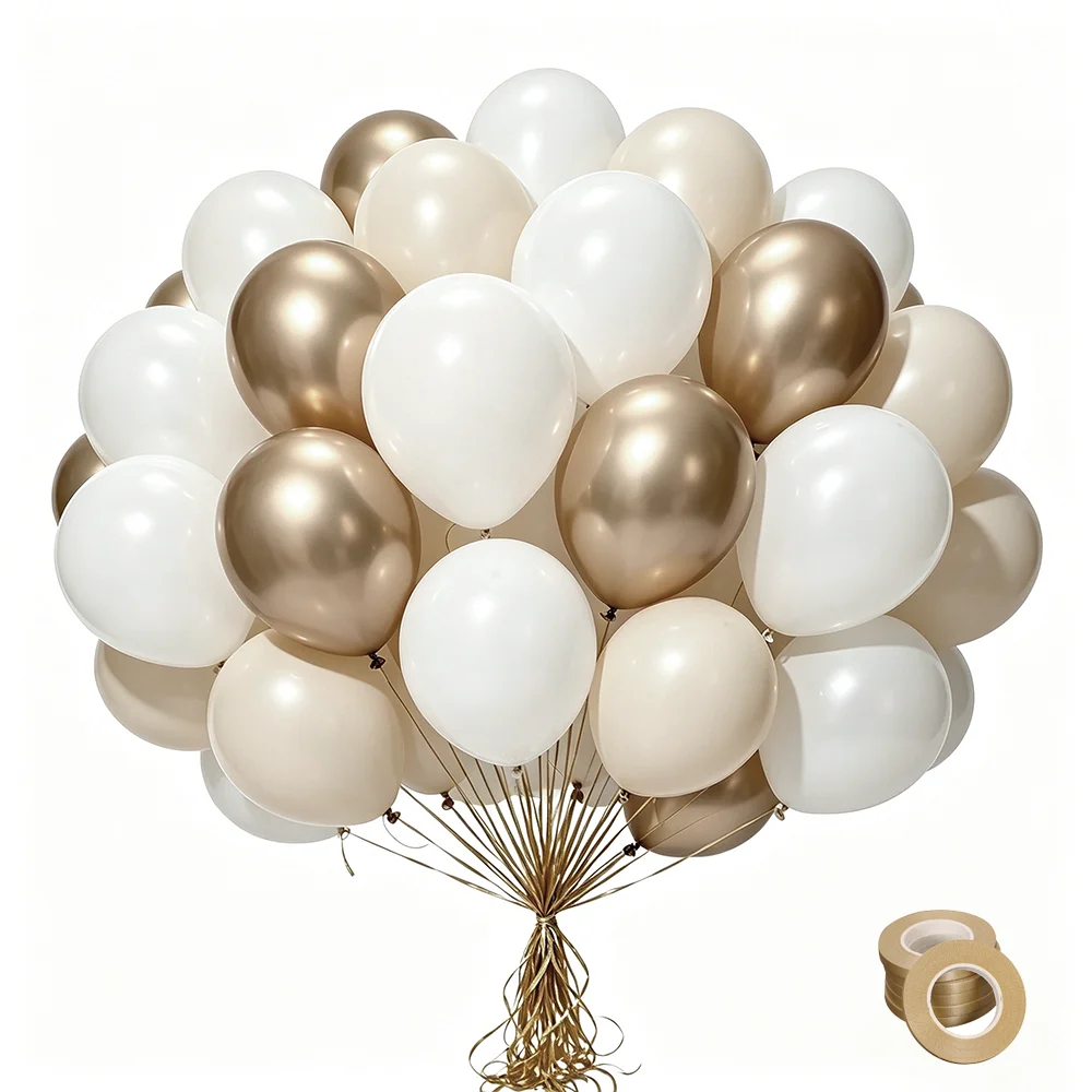 60/120pcs 10inch Sand White Latex Balloons Boho Style Chrome Champagne Balloon Birthday Wedding Baby Shower Party Decorations