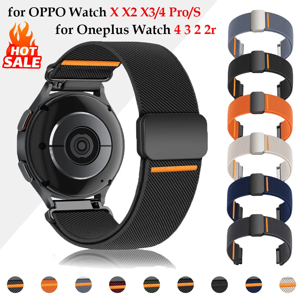Bracelets de 22 mm pour OPPO Watch X3 X2 X, boucle magnétique élastique en nylon, accessoires, bracelet Correa pour Oneplus Watch 4/3/2/2r/lite