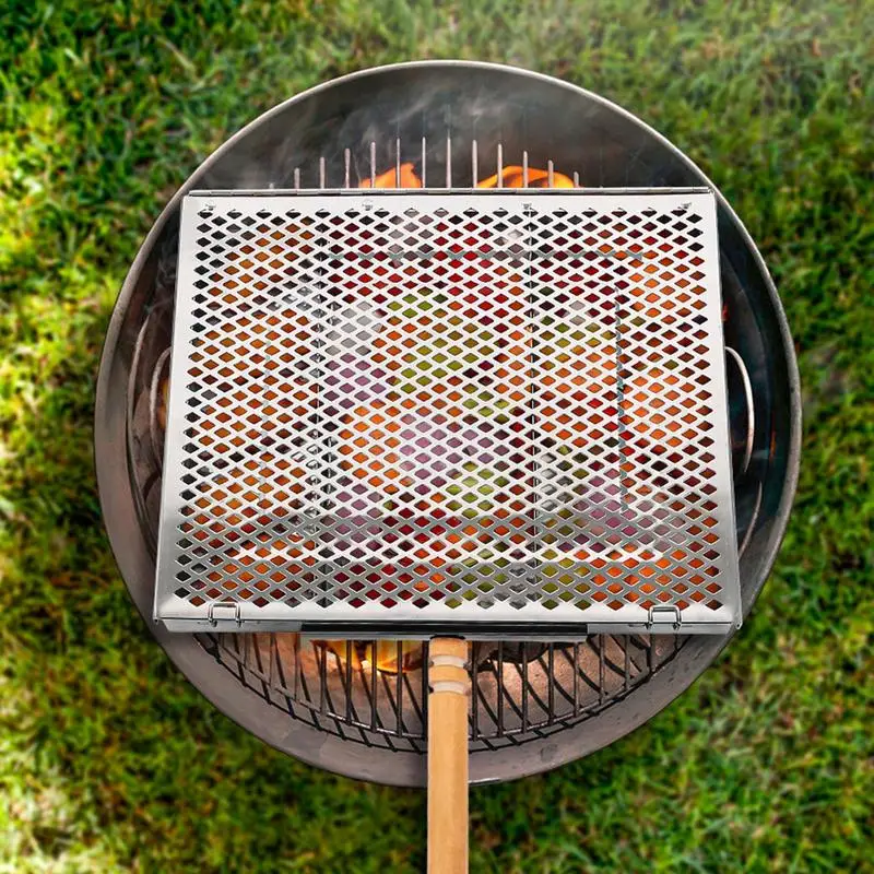 

Grill Basket Folding Barbecue Grill Basket Stainless Steel Picnic Cooking Tools Grill Fish Vegetables Basket for Beach Barbecue