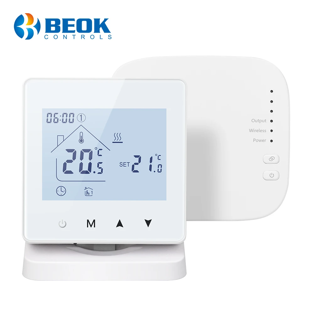 Beok Wireless RF Thermostat Programmable Temperature Controller Gas Boiler Actuator Heating Touch Screen Battery Thermoregulator