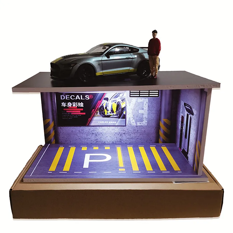 Diecast 1:18 Collection Model Car Diorama Miniature Garage Parking Lot Acrylic Dust Cover Adult Toy Dustproof Display Christmas