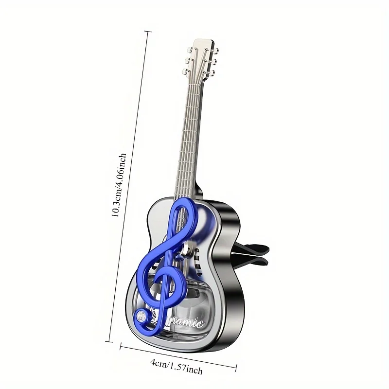 Lcars Car Air Vent Decorative Fragrance Diffuser Empty Bottle, Unscented, Liquid-Free Fragrance Container, Refillable and Reusable Car Fragrance Bottle - Glass and Abs Electroplated Car Air Vent Clip Essential Oil Diffuser, Guitar-Shaped Decoration (Without Fragrance Oil), Multifunctional Air Vent Decoration Hanging Fragrance Container, Car Air Freshener Perfume Bottle, Beautiful Gift