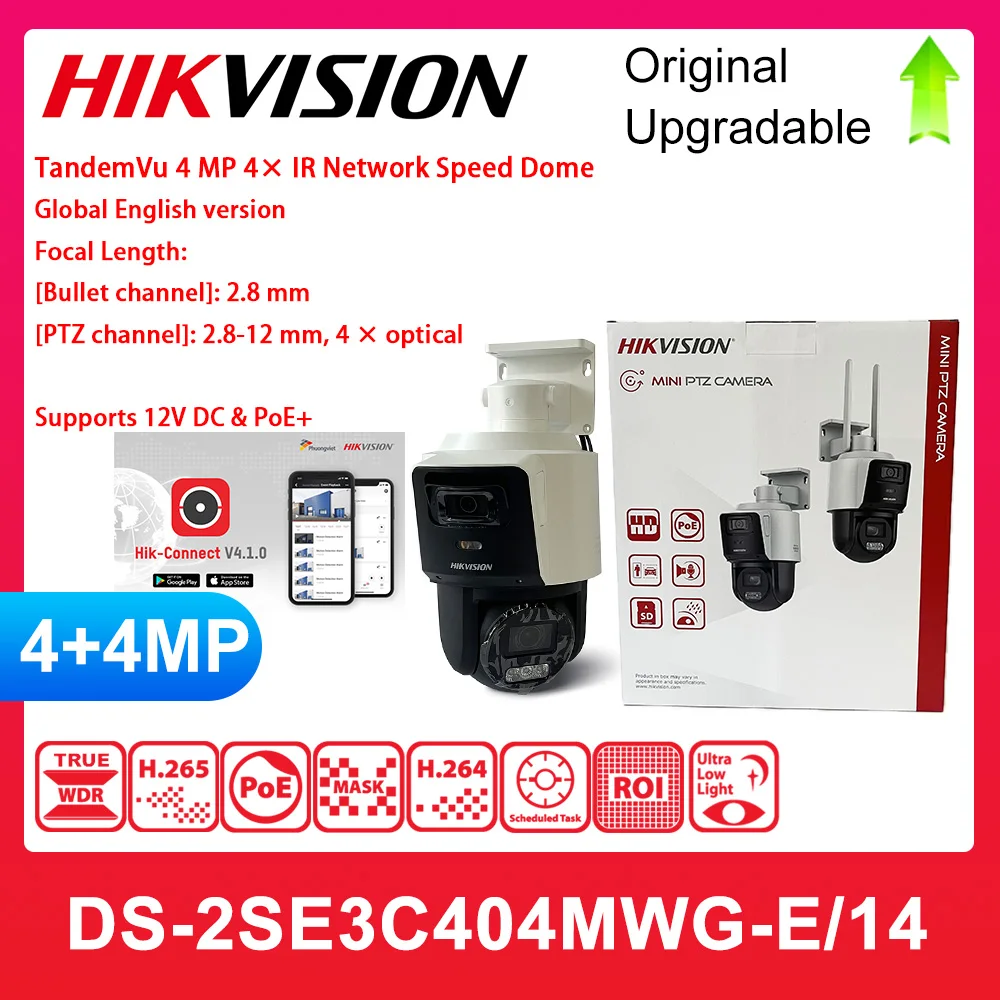 Hikvision DS-2SE3C404MWG-E/14 TandemVu 4MP 4x IR Netzwerk-Speed-Dome-Kamera Hik-Connect POE Mehrsprachige IP-Sicherheitskamera