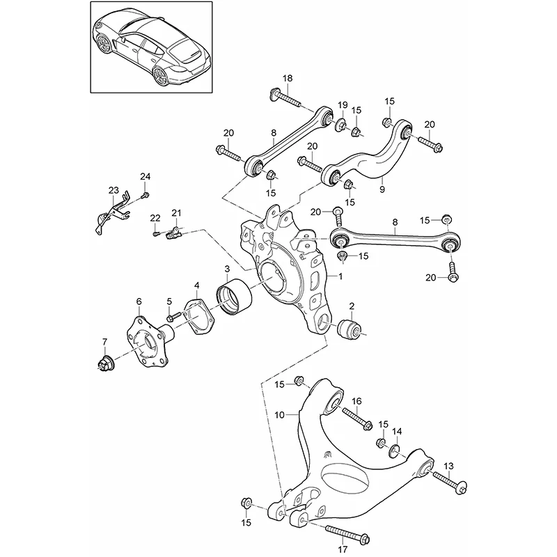 Buje de goma para brazo de control de suspensión inferior trasero, para Porsche Panamera 970, 3,0 T, 3.6L, 4.8L, 97033124103, 970, 331, 241, 03