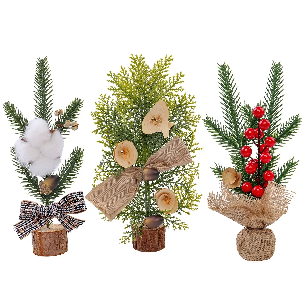 25CM Christmas decorations, desktop window mini Christmas tree decorations, potted plant festival scene decorations