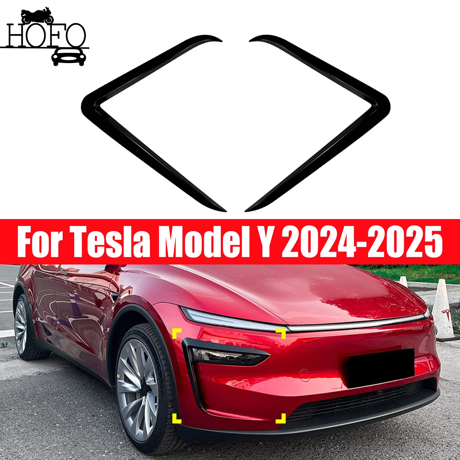 

For Tesla Model Y 2024-2025 Front Bumper Splitter Fog Lamp Grill Spoiler Cover Air Vent Wind Knife