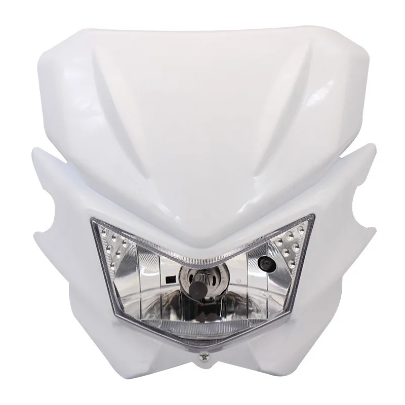 LED Motorcycle Headlight Assembly, Universal Front Headlamp with Black White Green Lens Options, PP Housing LED Lamp for Off
