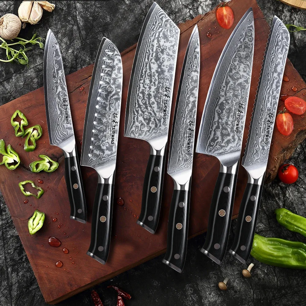 

TURWHO Professional Chef Knife Gyuto Japanese Damascus Steel High Quality Kitchen Knives Blade Very Sharp Cooking Utility Knives