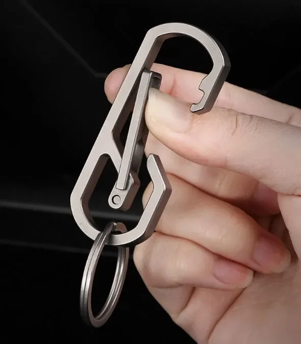 FEGVE EDC Titanium Alloy Mechanical Keychain Carabiner Belt Clip Storage Keyrings Tool