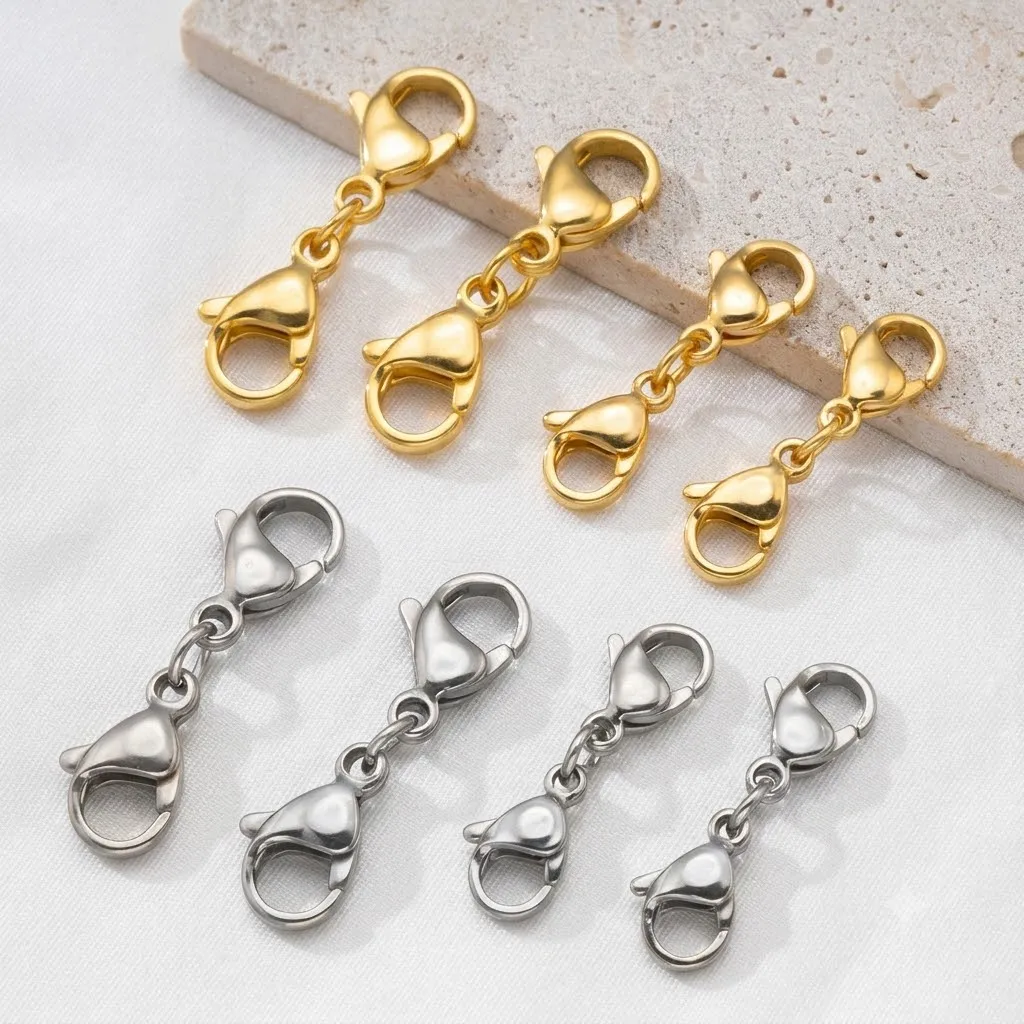 5/10pcs Stainless Steel  Connectors Double Lobster Clasp For DIY Bracelet Necklace Jewelry Making Supplies Findings Accessories