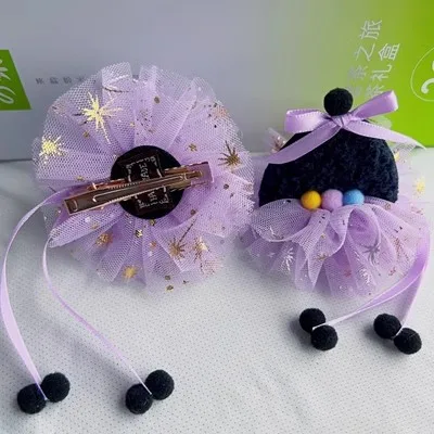 New Sanrio Anime Headband Kuromi Cute Anime Cartoon Lolita Plushie Hair Accessories Halloween Kids Doll Girl Gift Bow Hair Clip