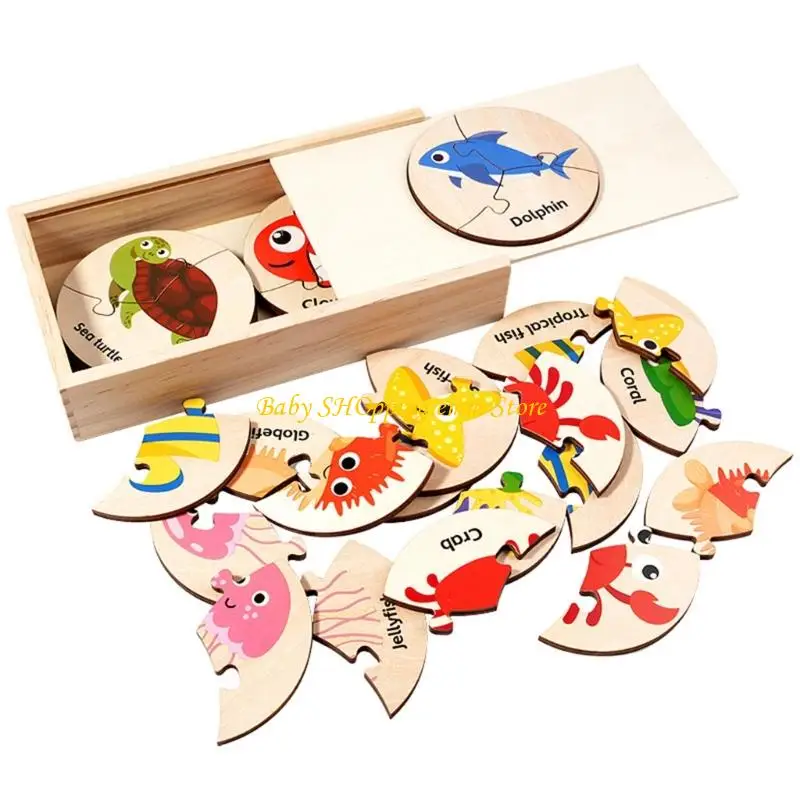 

23GD Developmental Sea Animal Matching Game Wooden Cognitive Puzzle Kids Learning Toy