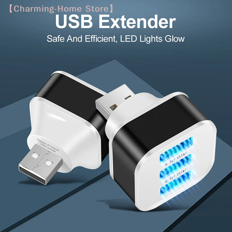 【M】Car USB Charging Extender 2.0 3-port Extended USB Splitter With Indicator Light Plug And Play 3 In 1 For Smart Phones Hubs