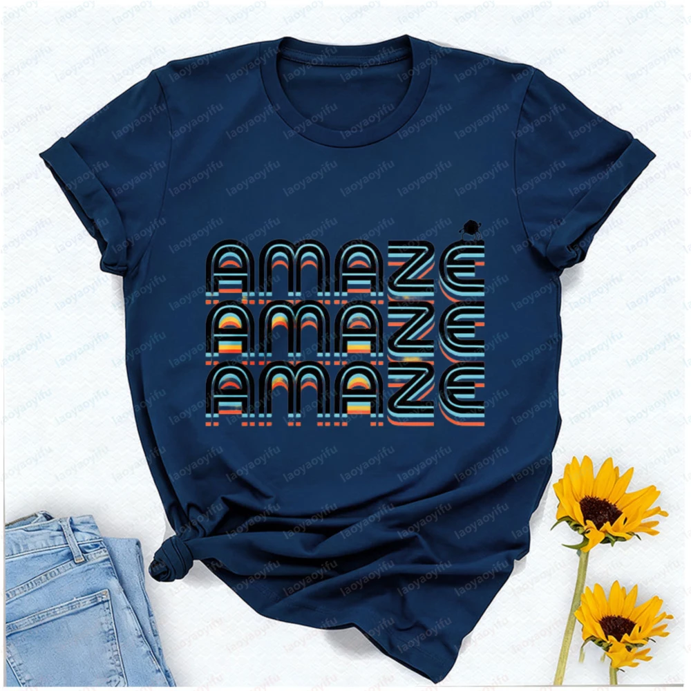 Amaze Rainbow Teacher T-Shirt Women Clothing Graphic T Shirts Vintage Women Clothes Oversized T Shirt High Quality Cotton Tops