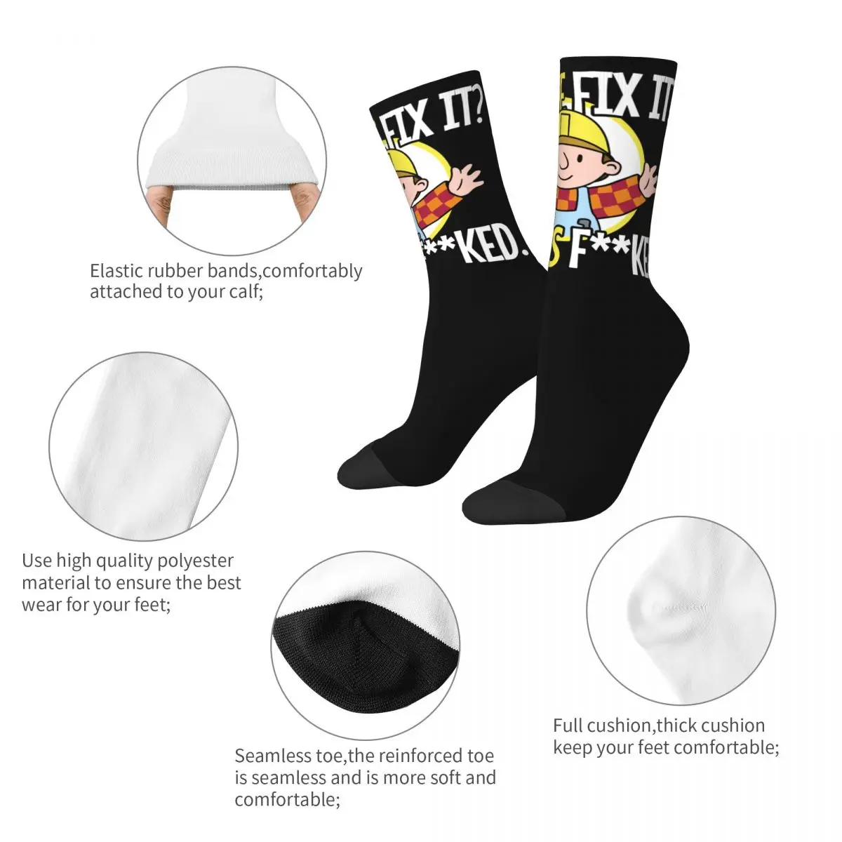 Socks Bob The Builder Can We Fix It Accessories for Unisex Cozy Printed Socks All Season Birthday Present