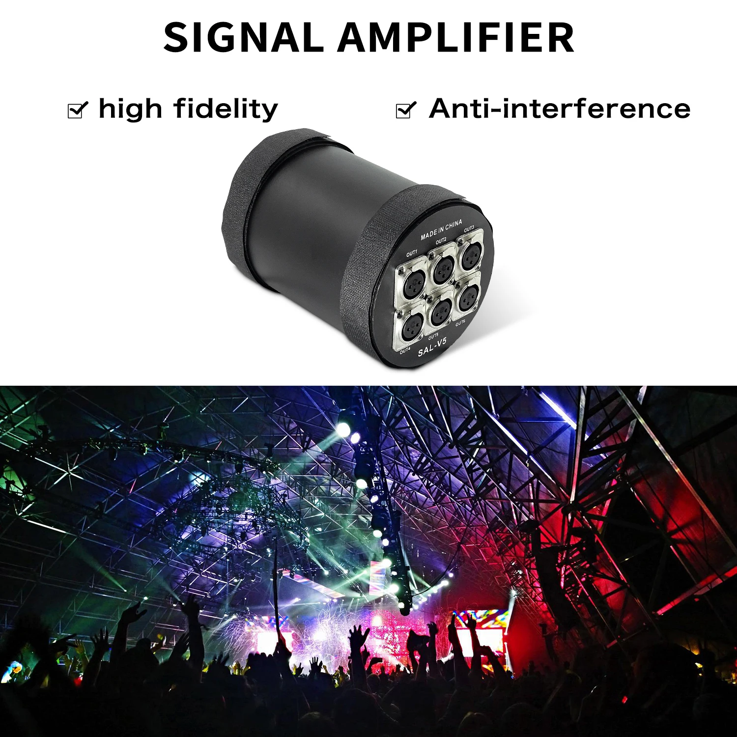 DMX512 3-pin Standard Signal Amplifier 6CH Signal Output Splitter DJ Disco Stage Lighting Signal Control