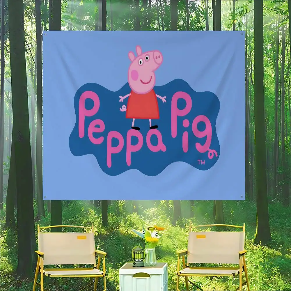 P-PeppaS P-PigS Cartoon Retro Flags Multiple Choice Living Studio Booth Interior Decoration Banner