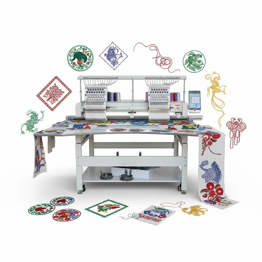 Automatic Embroidery Machine Computerized Multi Needle Commercial Sewing Machine for Custom Logo Cap Hat T-Shirt