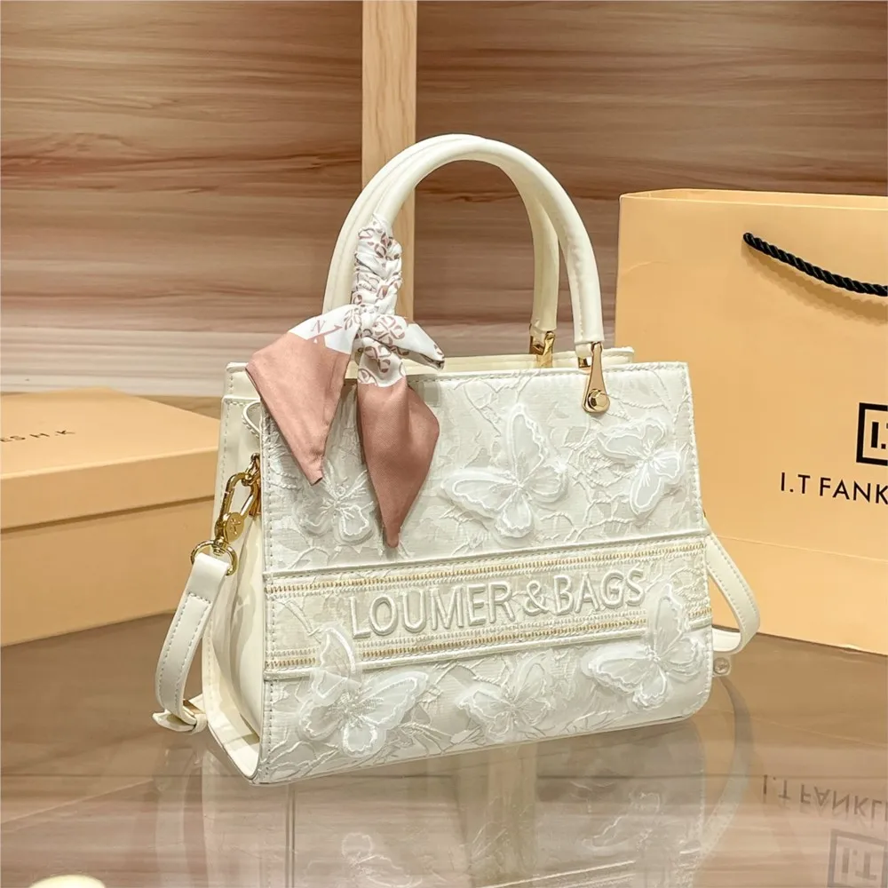 Luxury Leather Tote Bag for Women 2026 New Arrival: Elegant Butterfly Embroidery Handbag & Crossbody Bag, Perfect for Commuting