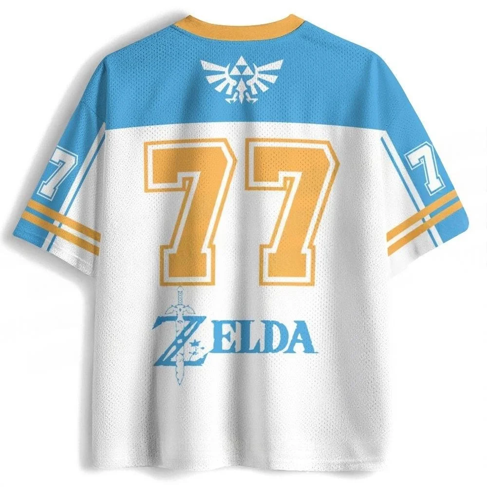Zelda Link Master Sword Triangle Badge 3D Full Print Herren- und Damen-Kurzarmshirt mit lockerem, atmungsaktivem V-Ausschnitt und Netzstoff – Detail 5