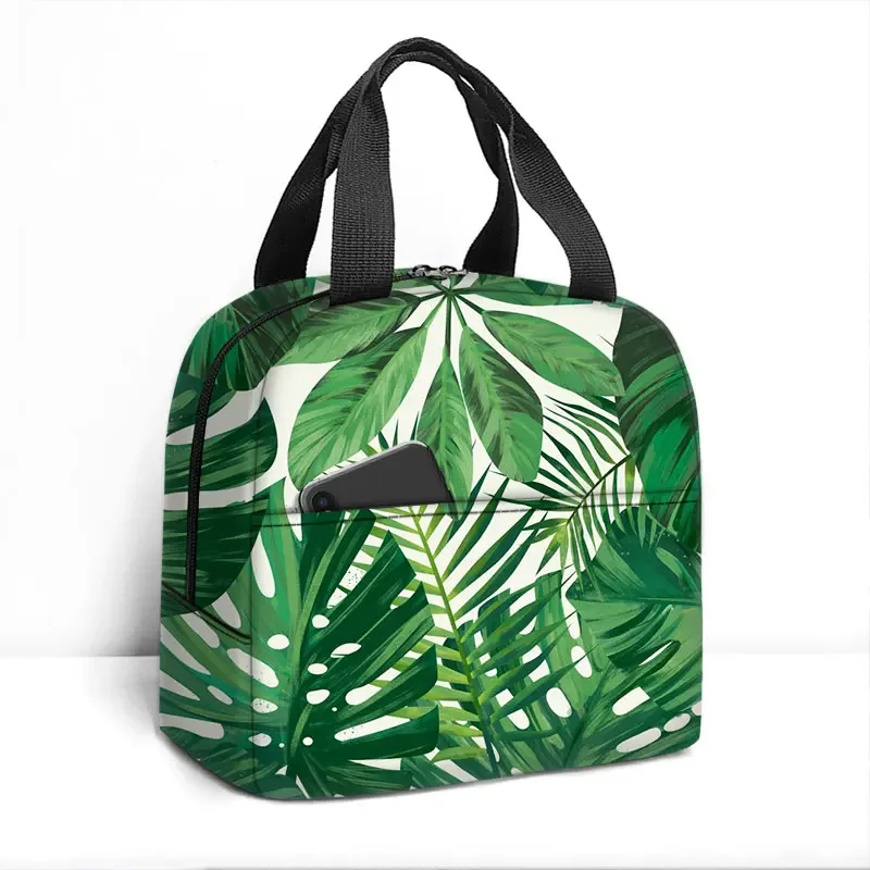 Tropical Leaf Lunch Bags Tropical Plants Flowers Reusable Lunch Tote Bag Picnic for Travel Outdoors Portable Thermal Lunch Box